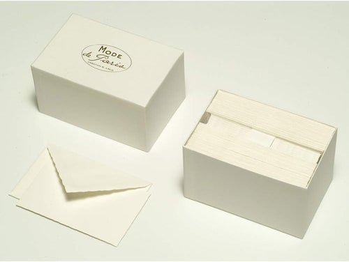 Clairefontaine - Ref 92300L - G.Lalo Mode de Paris Correspondence Set - 30 x Cards (300gsm, 9.7 x 15.2cm) + 30 x Lined Envelopes with Gummed Edges (10 x 15.8cm) - White