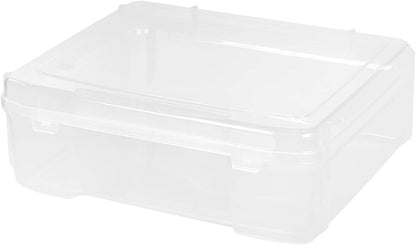 IRIS USA Fits 12 x 12 Paper, 6-Tier Scrapbook Rolling Storage Cart with Organizer for Stationery Vinyl Tools Office Art and Craft Supplies, Yarn, 6 Clear Cases w/ Built in Handle - White/Clear
