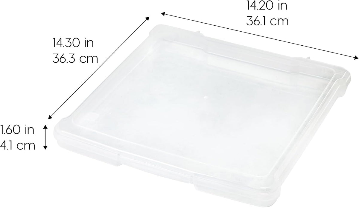 IRIS USA Fits 12 x 12 Paper, 6-Tier Scrapbook Rolling Storage Cart with Organizer for Stationery Vinyl Tools Office Art and Craft Supplies, Yarn, 6 Clear Cases w/ Built in Handle - White/Clear