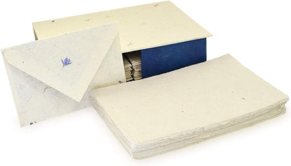 Kathmandu Valley Co. Vintage Stationery Gift Box Set with 50 Handmade A5 Deckle-edge Lokta Paper Sheets and 30 Envelopes (Forest Wanderer)