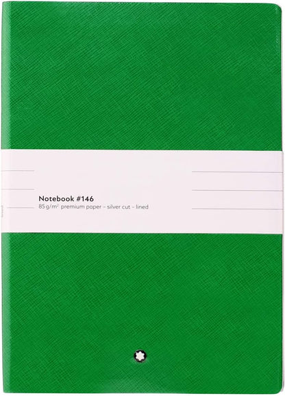 Montblanc Notebook 116518 Fine Stationery #146 Green – Elegant Soft Cover Journal – Lined Notebook with Leather Binding – A5