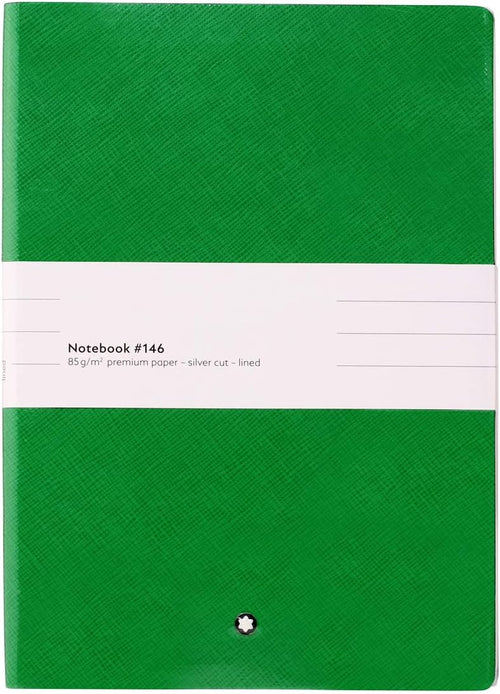 Montblanc Notebook 116518 Fine Stationery #146 Green – Elegant Soft Cover Journal – Lined Notebook with Leather Binding – A5