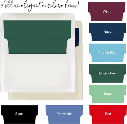 American Stationery, Hand Bordered Personalized Embossed Note Cards with Envelopes
