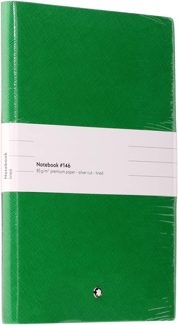 Montblanc Notebook 116518 Fine Stationery #146 Green – Elegant Soft Cover Journal – Lined Notebook with Leather Binding – A5