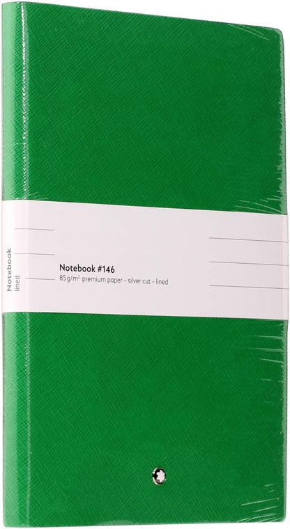 Montblanc Notebook 116518 Fine Stationery #146 Green – Elegant Soft Cover Journal – Lined Notebook with Leather Binding – A5