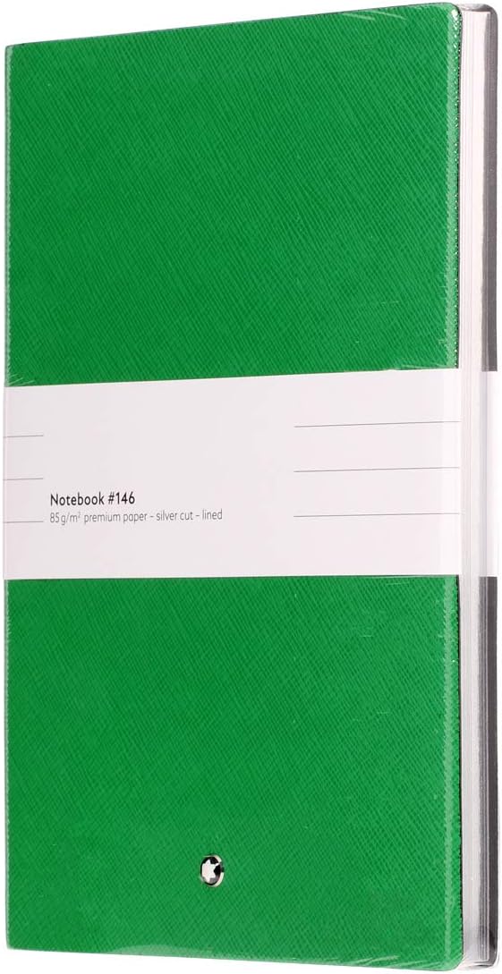 Montblanc Notebook 116518 Fine Stationery #146 Green – Elegant Soft Cover Journal – Lined Notebook with Leather Binding – A5