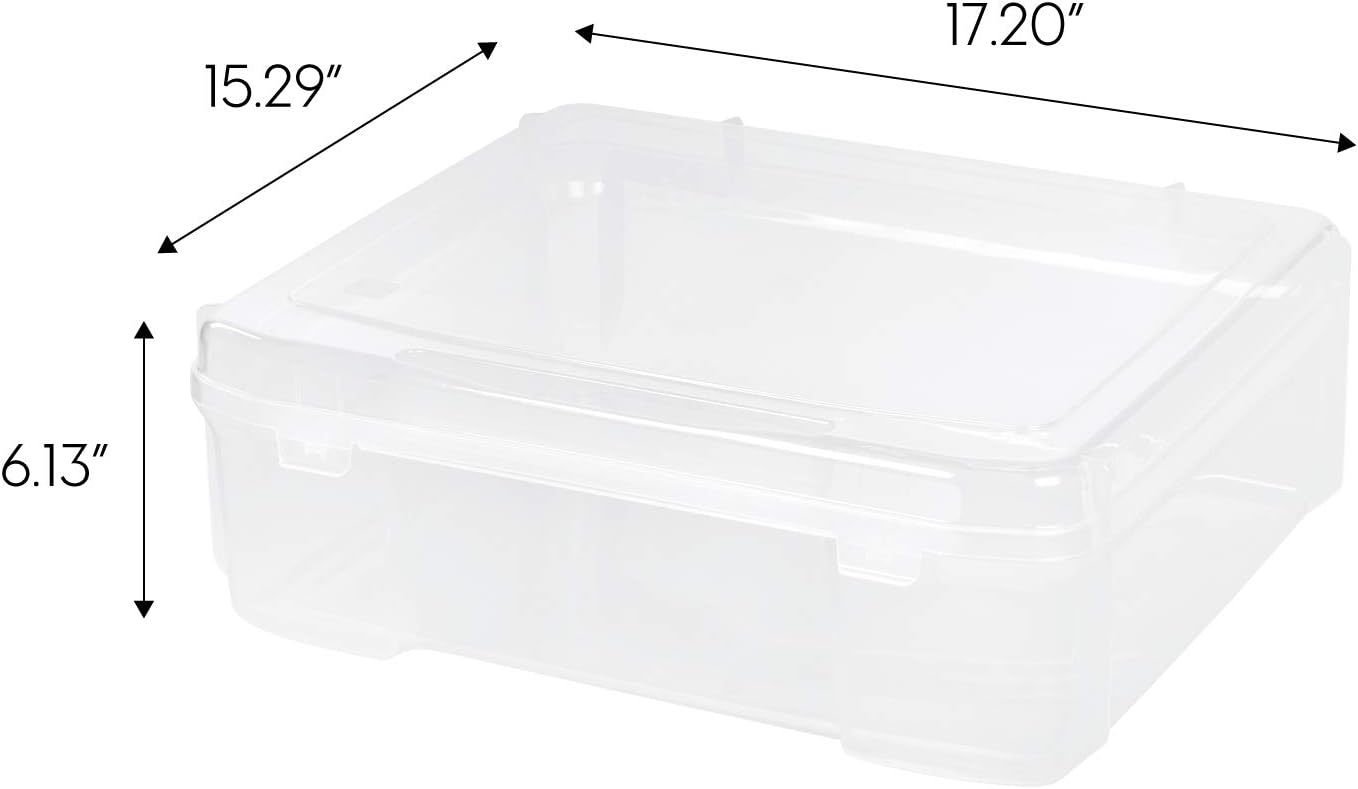 IRIS USA Fits 12 x 12 Paper, 6-Tier Scrapbook Rolling Storage Cart with Organizer for Stationery Vinyl Tools Office Art and Craft Supplies, Yarn, 6 Clear Cases w/ Built in Handle - White/Clear