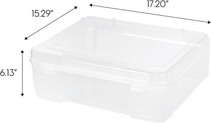 IRIS USA Fits 12 x 12 Paper, 6-Tier Scrapbook Rolling Storage Cart with Organizer for Stationery Vinyl Tools Office Art and Craft Supplies, Yarn, 6 Clear Cases w/ Built in Handle - White/Clear