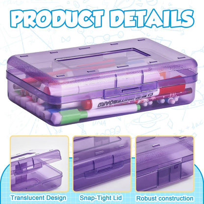 48 Pack Pencil Case for School Pencil Boxes Bulk Large Clear Plastic Crayon Box Marker Bead Pen Containers with Snap Lids Back to School Supplies Classroom Stationery Organizer for Craft(Transparent)