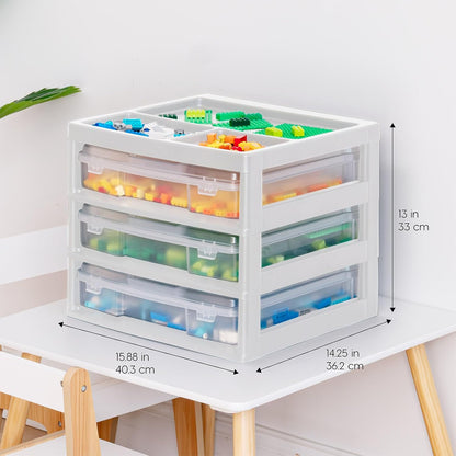 IRIS USA Fits 12 x 12 Paper, 6-Tier Scrapbook Rolling Storage Cart with Organizer for Stationery Vinyl Tools Office Art and Craft Supplies, Yarn, 6 Clear Cases w/ Built in Handle - White/Clear