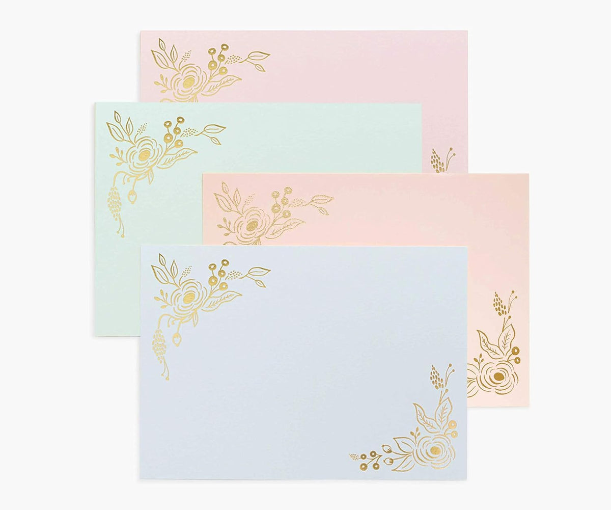 RIFLE PAPER CO. Colette Social Stationery Set, Our Social Stationery Sets Include 12 Cover-Weight Flat Notes, Each with a Three-Count of Four Different Designs, and Envelopes Insides a Matching Box