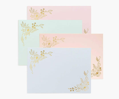 RIFLE PAPER CO. Colette Social Stationery Set, Our Social Stationery Sets Include 12 Cover-Weight Flat Notes, Each with a Three-Count of Four Different Designs, and Envelopes Insides a Matching Box