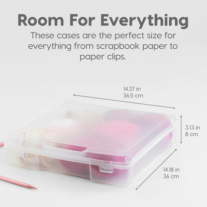 IRIS USA Fits 12 x 12 Paper, 6-Tier Scrapbook Rolling Storage Cart with Organizer for Stationery Vinyl Tools Office Art and Craft Supplies, Yarn, 6 Clear Cases w/ Built in Handle - White/Clear