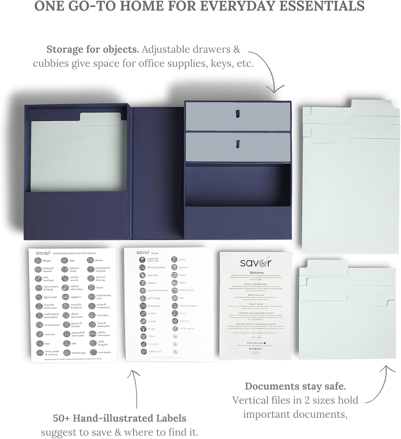 Savor | All-in-One Desk Organizer | Slate Gray – Keep Desk, Office, and Home Organized All-In-One Storage System for Important Files, Documents, Stationery, and Office Supplies