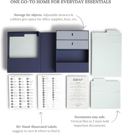 Savor | All-in-One Desk Organizer | Slate Gray – Keep Desk, Office, and Home Organized All-In-One Storage System for Important Files, Documents, Stationery, and Office Supplies