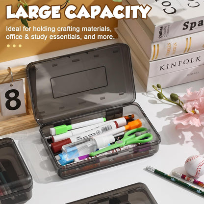 48 Pack Pencil Case for School Pencil Boxes Bulk Large Clear Plastic Crayon Box Marker Bead Pen Containers with Snap Lids Back to School Supplies Classroom Stationery Organizer for Craft(Transparent)