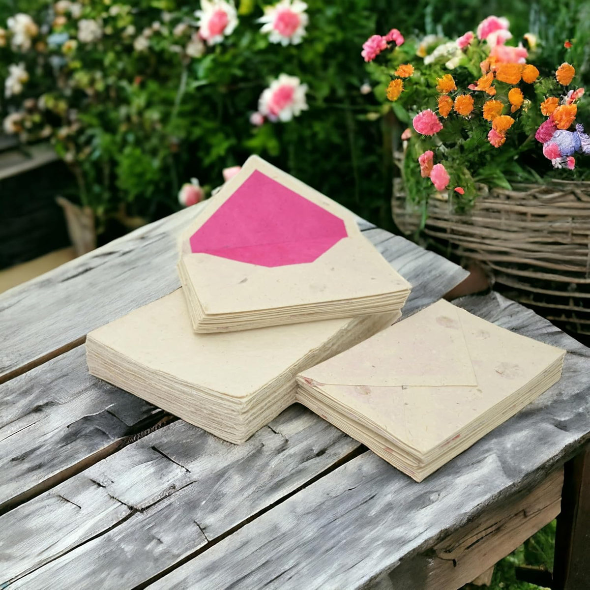 Kathmandu Valley Co. Vintage Stationery Gift Box Set with 50 Handmade A5 Deckle-edge Lokta Paper Sheets and 30 Envelopes (Forest Wanderer)