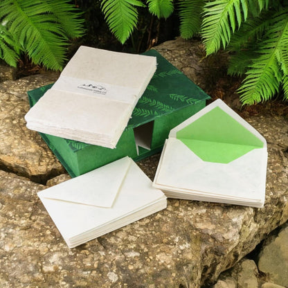 Kathmandu Valley Co. Vintage Stationery Gift Box Set with 50 Handmade A5 Deckle-edge Lokta Paper Sheets and 30 Envelopes (Forest Wanderer)