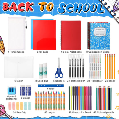 Gilprop 6 Set 2025 School Supplies Kit, 47 Pcs Per Set Back to School Supplies Primary Middle College Bundle Essential Stuff Bulk Pen Notebook Stationery for Kid Student Girl Teen Classroom Boy