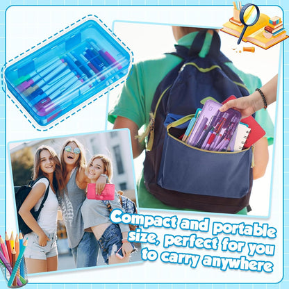 48 Pack Pencil Case for School Pencil Boxes Bulk Large Clear Plastic Crayon Box Marker Bead Pen Containers with Snap Lids Back to School Supplies Classroom Stationery Organizer for Craft(Transparent)