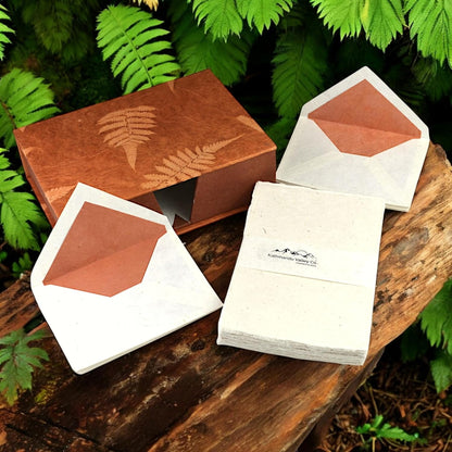 Kathmandu Valley Co. Vintage Stationery Gift Box Set with 50 Handmade A5 Deckle-edge Lokta Paper Sheets and 30 Envelopes (Forest Wanderer)