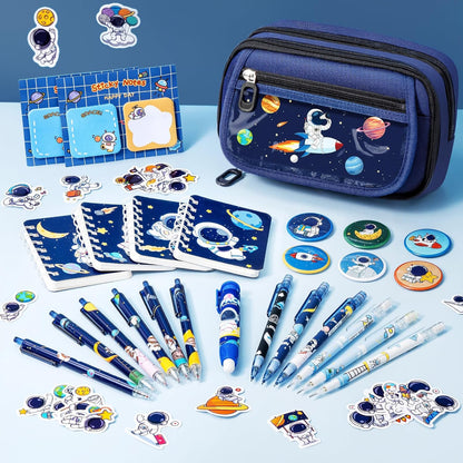 Fimibuke Kids Backpack for School Girls, 28PCS Panda Toddler School Supplies Stationery Set with Bookbag Pencil Case Pins Gel Pens Pencils Notebooks Sticky Notes for Kindergarten Elementary Student