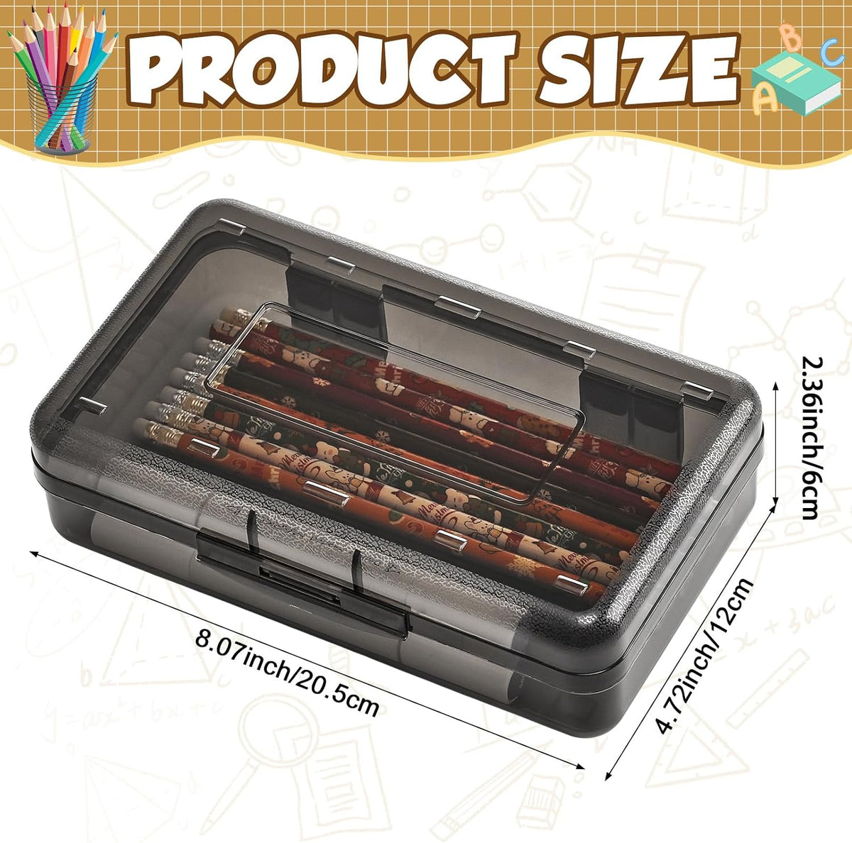 48 Pack Pencil Case for School Pencil Boxes Bulk Large Clear Plastic Crayon Box Marker Bead Pen Containers with Snap Lids Back to School Supplies Classroom Stationery Organizer for Craft(Transparent)