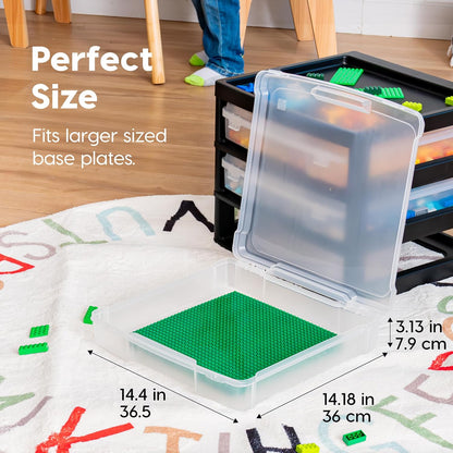 IRIS USA Fits 12 x 12 Paper, 6-Tier Scrapbook Rolling Storage Cart with Organizer for Stationery Vinyl Tools Office Art and Craft Supplies, Yarn, 6 Clear Cases w/ Built in Handle - White/Clear