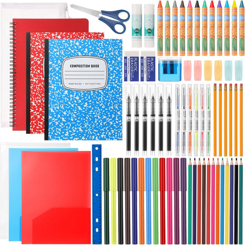 Gilprop 6 Set 2025 School Supplies Kit, 47 Pcs Per Set Back to School Supplies Primary Middle College Bundle Essential Stuff Bulk Pen Notebook Stationery for Kid Student Girl Teen Classroom Boy