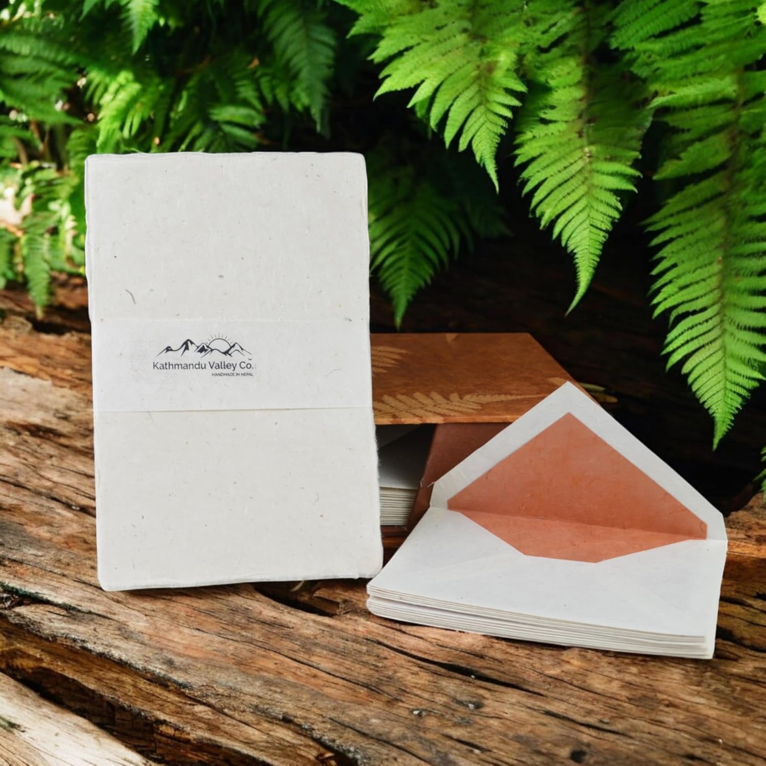 Kathmandu Valley Co. Vintage Stationery Gift Box Set with 50 Handmade A5 Deckle-edge Lokta Paper Sheets and 30 Envelopes (Forest Wanderer)
