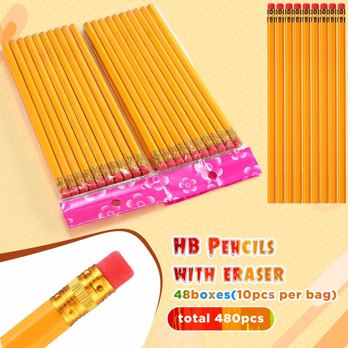 Dinifee 48 Set/1004 Count Bulk Back to School Supplies Kit for Student Include 576 Count Colored Pencils 480 HB Pencils 48 Pcs Manual Pencil Sharpeners with Lid for Art Classroom School Stationery