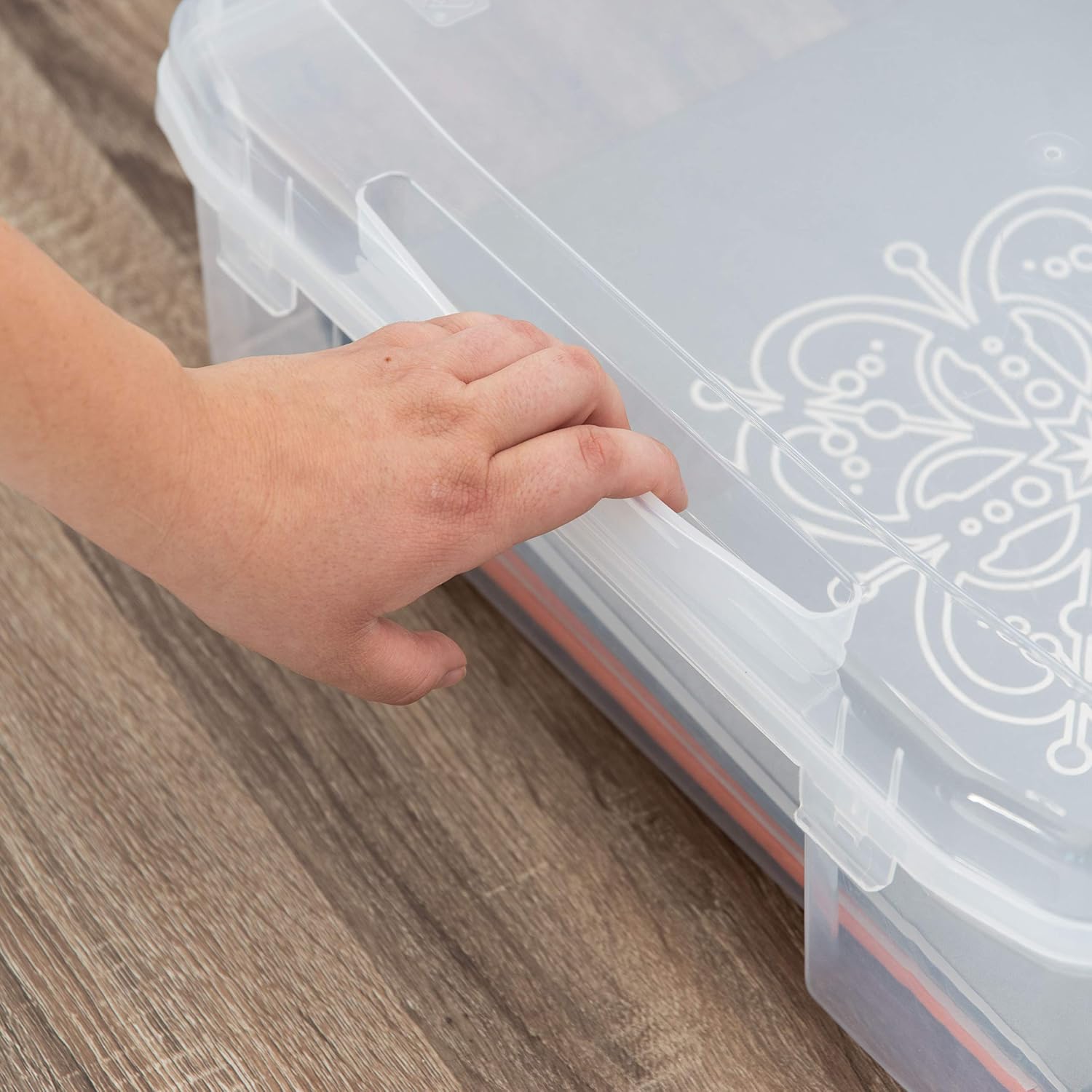 IRIS USA Fits 12 x 12 Paper, 6-Tier Scrapbook Rolling Storage Cart with Organizer for Stationery Vinyl Tools Office Art and Craft Supplies, Yarn, 6 Clear Cases w/ Built in Handle - White/Clear