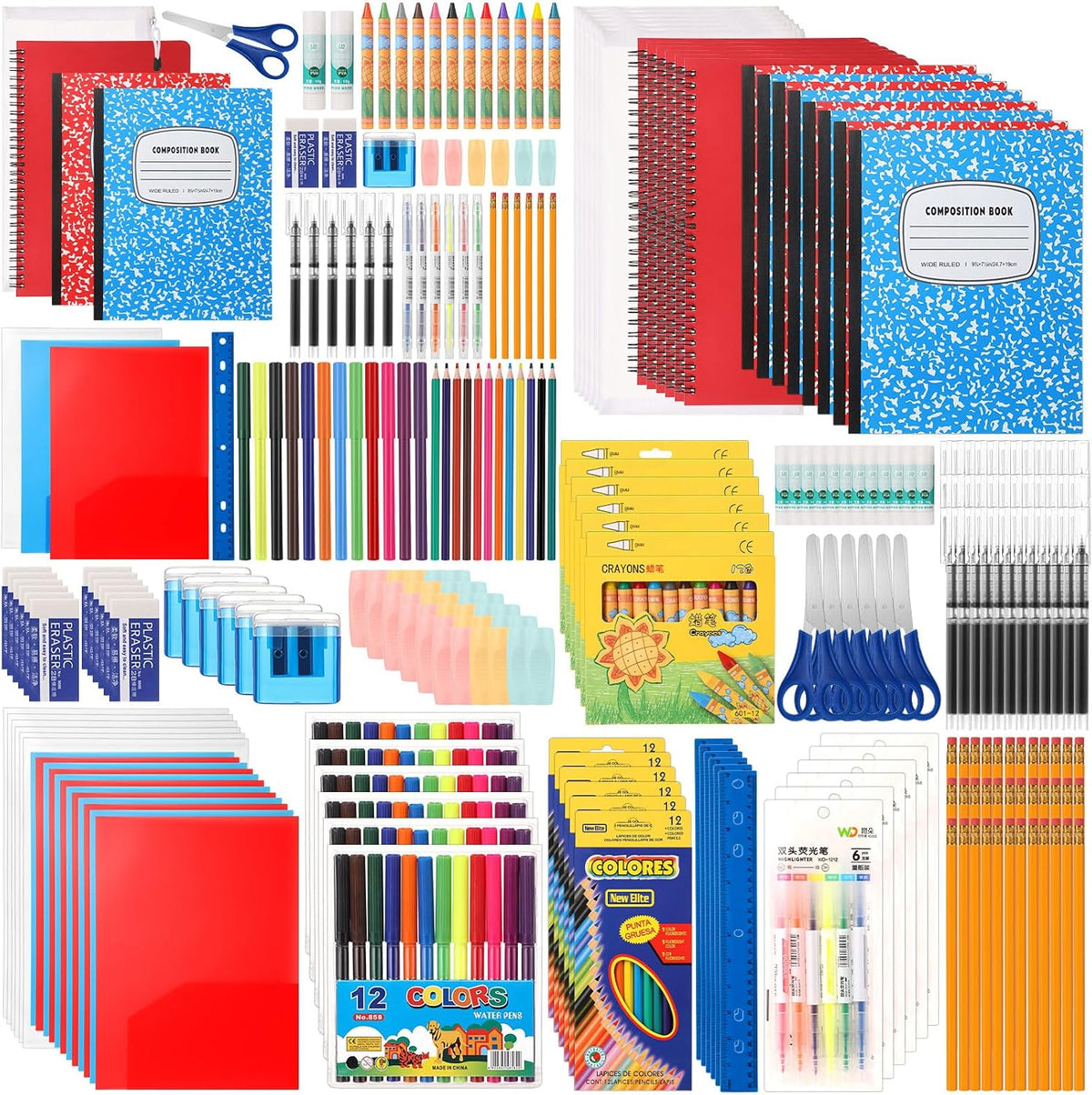 Gilprop 6 Set 2025 School Supplies Kit, 47 Pcs Per Set Back to School Supplies Primary Middle College Bundle Essential Stuff Bulk Pen Notebook Stationery for Kid Student Girl Teen Classroom Boy