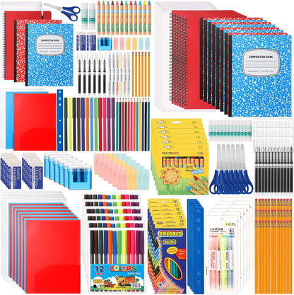 Gilprop 6 Set 2025 School Supplies Kit, 47 Pcs Per Set Back to School Supplies Primary Middle College Bundle Essential Stuff Bulk Pen Notebook Stationery for Kid Student Girl Teen Classroom Boy