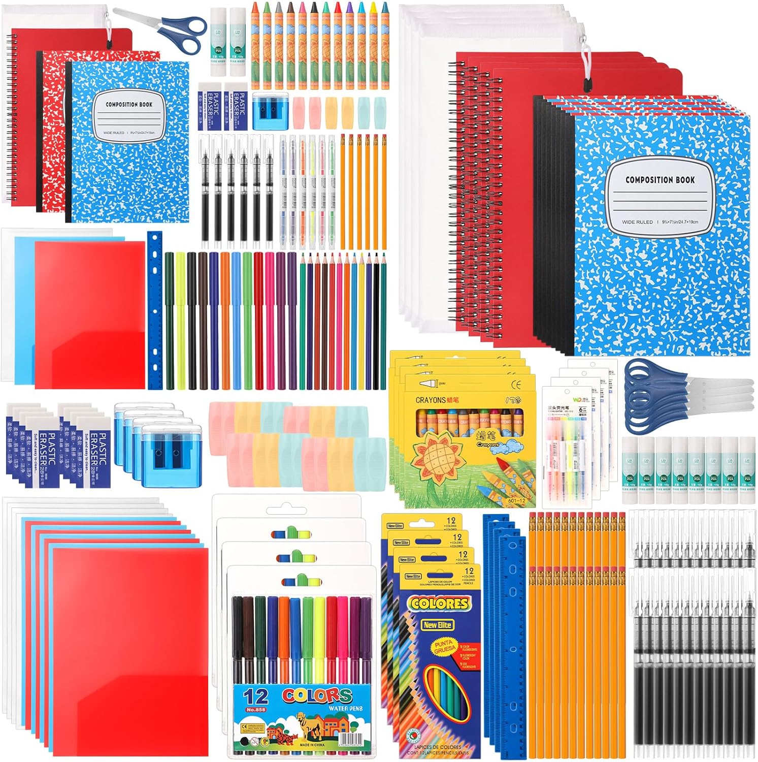 Gilprop 6 Set 2025 School Supplies Kit, 47 Pcs Per Set Back to School Supplies Primary Middle College Bundle Essential Stuff Bulk Pen Notebook Stationery for Kid Student Girl Teen Classroom Boy