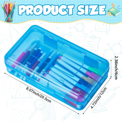 48 Pack Pencil Case for School Pencil Boxes Bulk Large Clear Plastic Crayon Box Marker Bead Pen Containers with Snap Lids Back to School Supplies Classroom Stationery Organizer for Craft(Transparent)