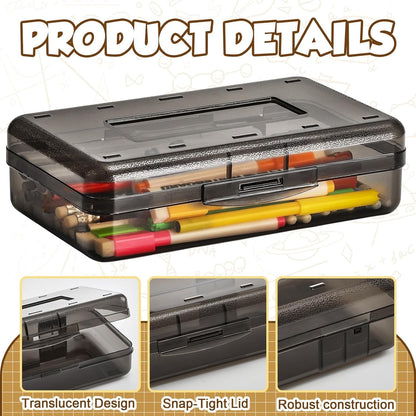 48 Pack Pencil Case for School Pencil Boxes Bulk Large Clear Plastic Crayon Box Marker Bead Pen Containers with Snap Lids Back to School Supplies Classroom Stationery Organizer for Craft(Transparent)