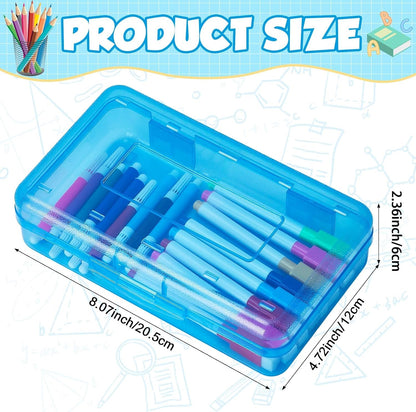 48 Pack Pencil Case for School Pencil Boxes Bulk Large Clear Plastic Crayon Box Marker Bead Pen Containers with Snap Lids Back to School Supplies Classroom Stationery Organizer for Craft(Transparent)