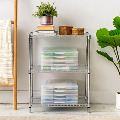 IRIS USA Fits 12 x 12 Paper, 6-Tier Scrapbook Rolling Storage Cart with Organizer for Stationery Vinyl Tools Office Art and Craft Supplies, Yarn, 6 Clear Cases w/ Built in Handle - White/Clear